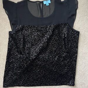 Cece Velvet Sequin Top